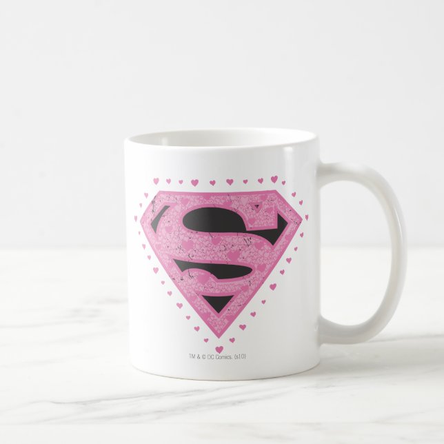 Supergirl Distressed Logo Schwarz und Rosa Tasse (Rechts)