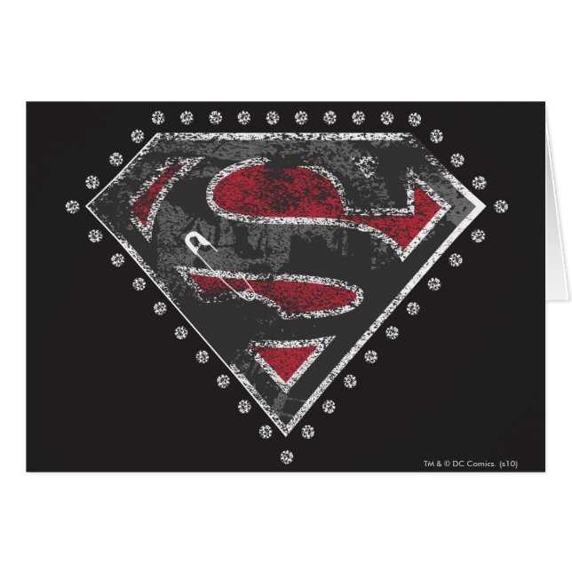 Supergirl Distressed Logo Schwarz und Rot (Vorderseite (Horizontal))