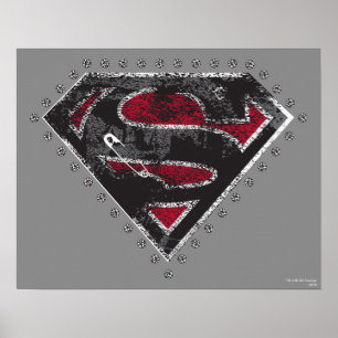 Supergirl Distressed Logo Schwarz und Rot Poster