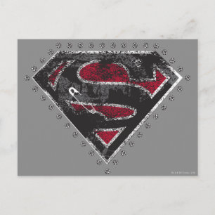 Supergirl Distressed Logo Schwarz und Rot Postkarte