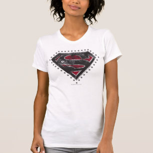Supergirl Distressed Logo Schwarz und Rot T-Shirt