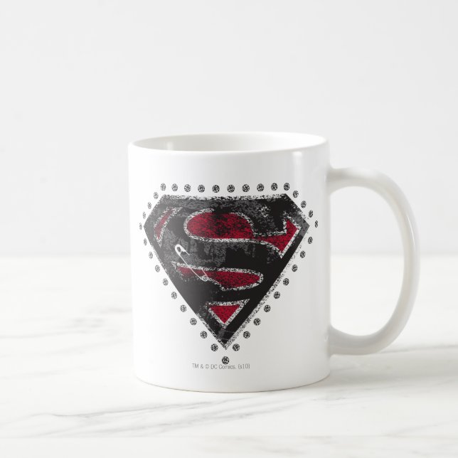 Supergirl Distressed Logo Schwarz und Rot Tasse (Rechts)