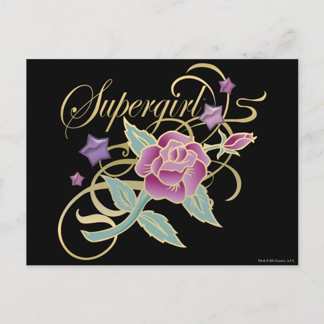 Supergirl Extravagante Rose Postkarte (Vorderseite)