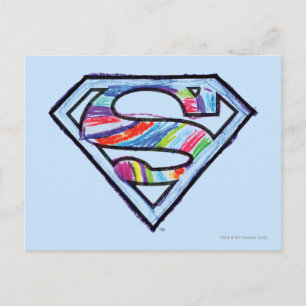 Supergirl-farbiges Sketch-Logo Postkarte