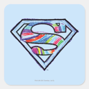 Supergirl-farbiges Sketch-Logo Quadratischer Aufkleber