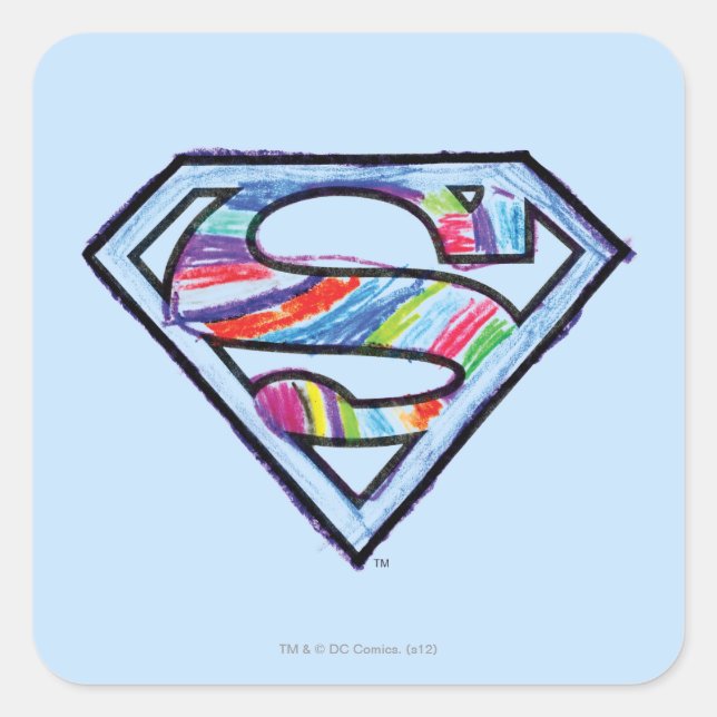 Supergirl-farbiges Sketch-Logo Quadratischer Aufkleber (Vorderseite)
