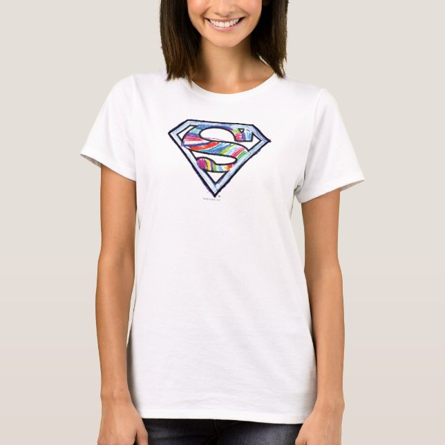 Supergirl-farbiges Sketch-Logo T-Shirt (Vorderseite)