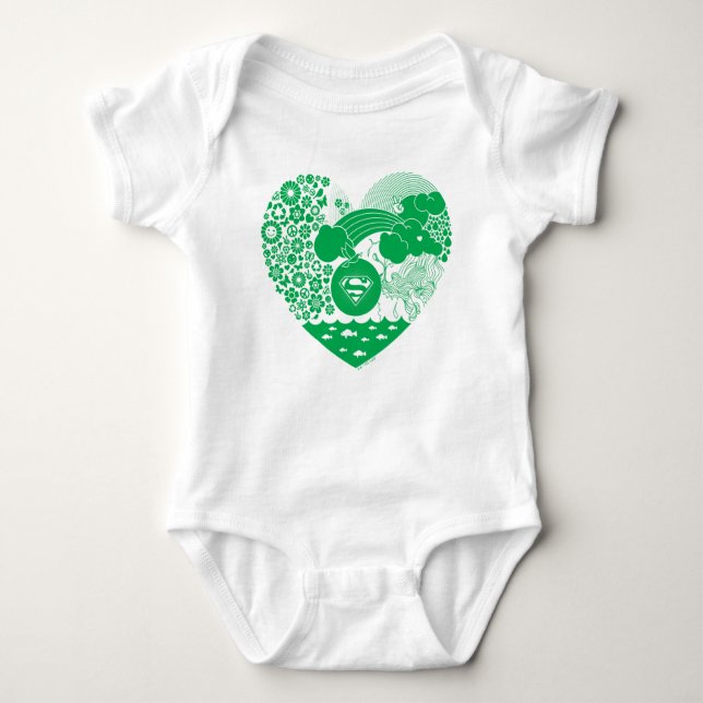 Supergirl Floral Peace Heart Graphic Baby Strampler (Vorderseite)