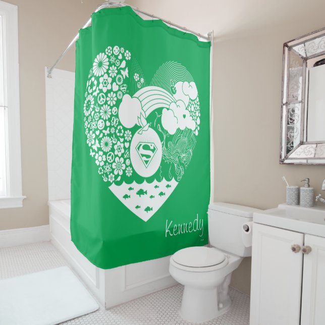 Supergirl Floral Peace Heart Graphic Duschvorhang (Beispiel)