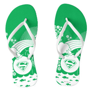 Supergirl Floral Peace Heart Graphic Flip Flops