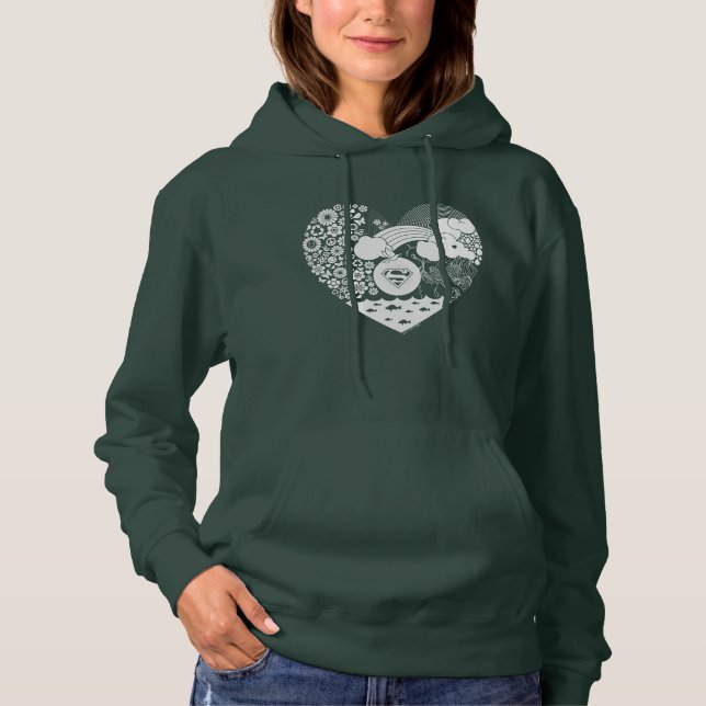 Supergirl Floral Peace Heart Graphic Hoodie (Vorderseite)