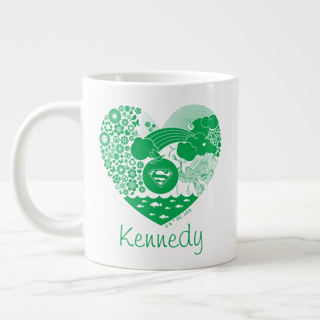 Supergirl Floral Peace Heart Graphic Jumbo-Tasse (Links)