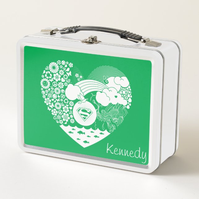 Supergirl Floral Peace Heart Graphic Metall Brotdose (Vorderseite)