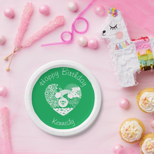 Supergirl Floral Peace Heart Graphic Pappteller (Party)