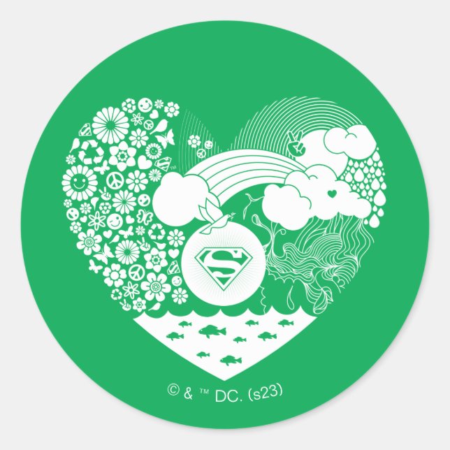 Supergirl Floral Peace Heart Graphic Runder Aufkleber (Vorderseite)