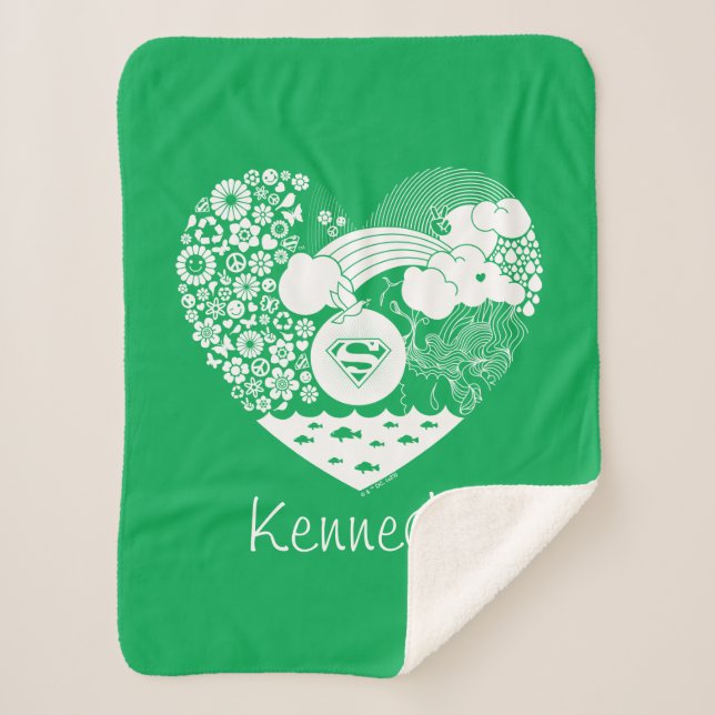Supergirl Floral Peace Heart Graphic Sherpadecke (Vorderseite)
