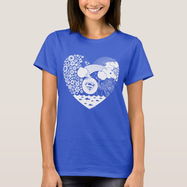 Supergirl Floral Peace Heart Graphic T-Shirt (Vorderseite)