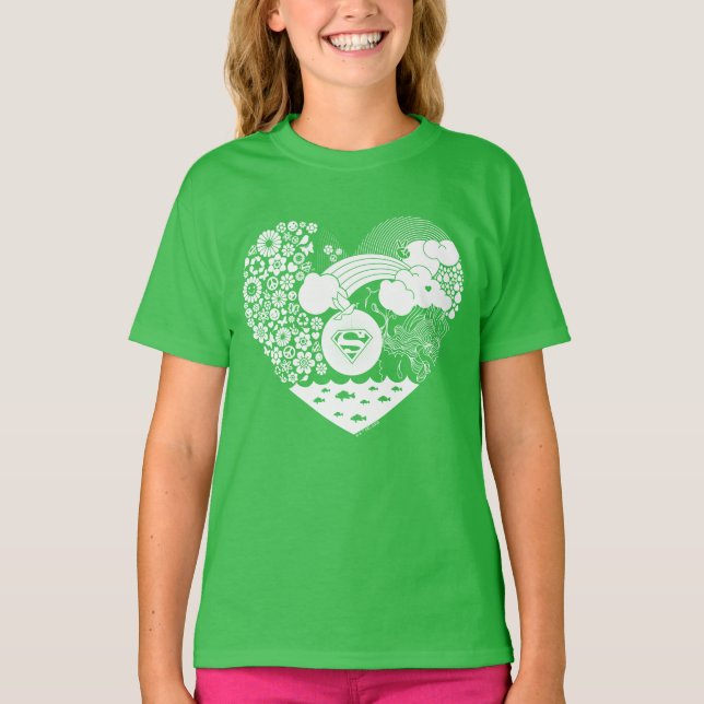 Supergirl Floral Peace Heart Graphic T-Shirt (Vorderseite)