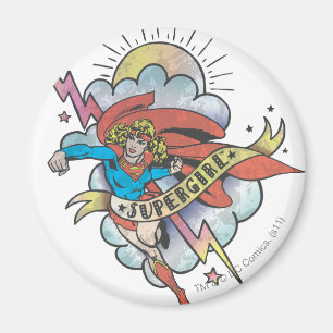 Supergirl Flying Lightning Tattoo Magnet