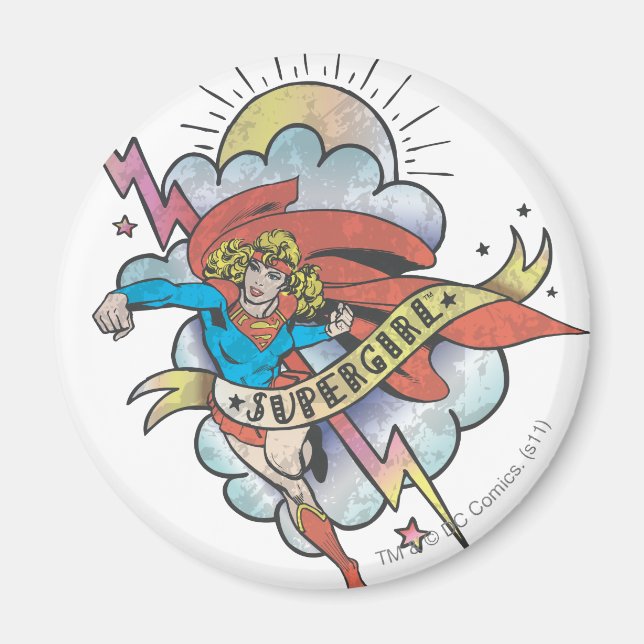 Supergirl Flying Lightning Tattoo Magnet (Vorne)