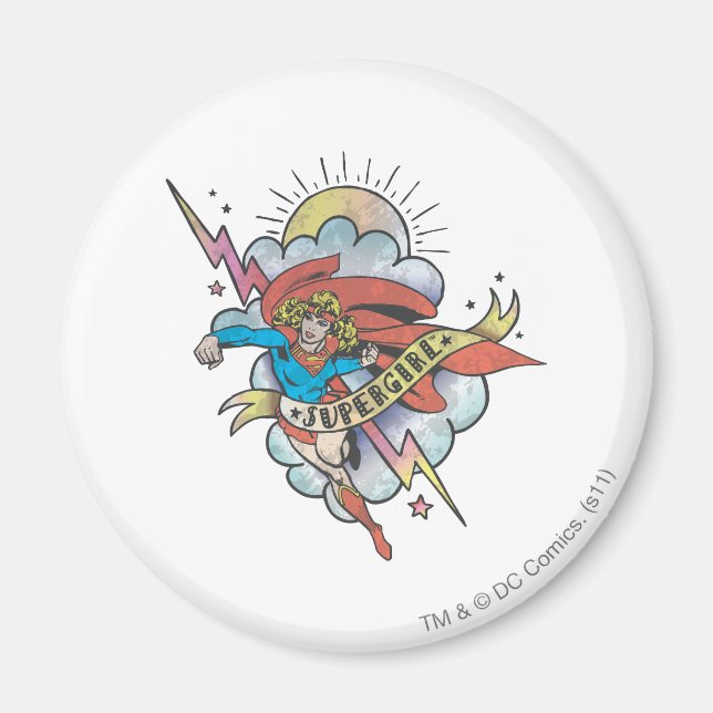Supergirl Flying Lightning Tattoo Magnet (Vorne)