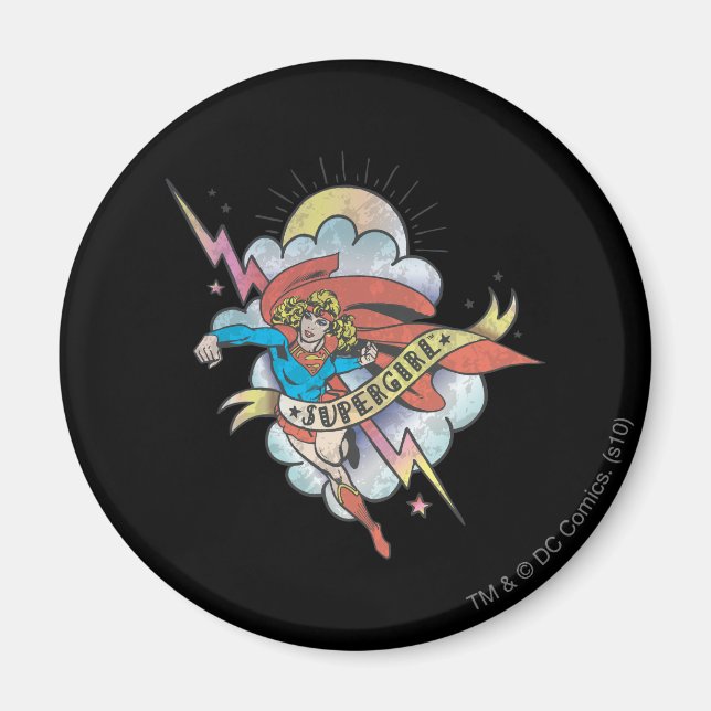 Supergirl Flying Lightning Tattoo Magnet (Vorne)