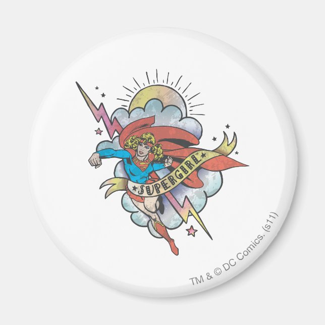 Supergirl Flying Lightning Tattoo Magnet (Vorne)