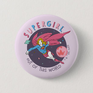 Supergirl Flying Up Illustration Button