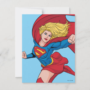 Supergirl Flying Up Illustration Mitteilungskarte