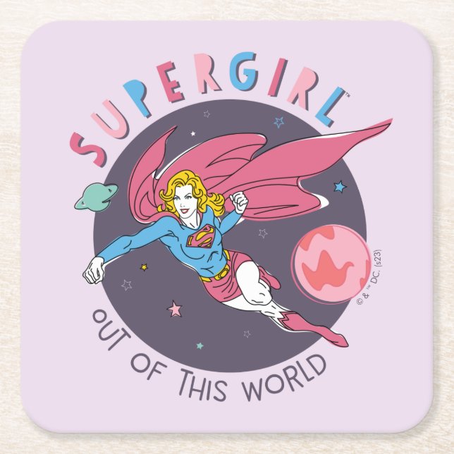 Supergirl Flying Up Illustration Rechteckiger Pappuntersetzer (Vorderseite)