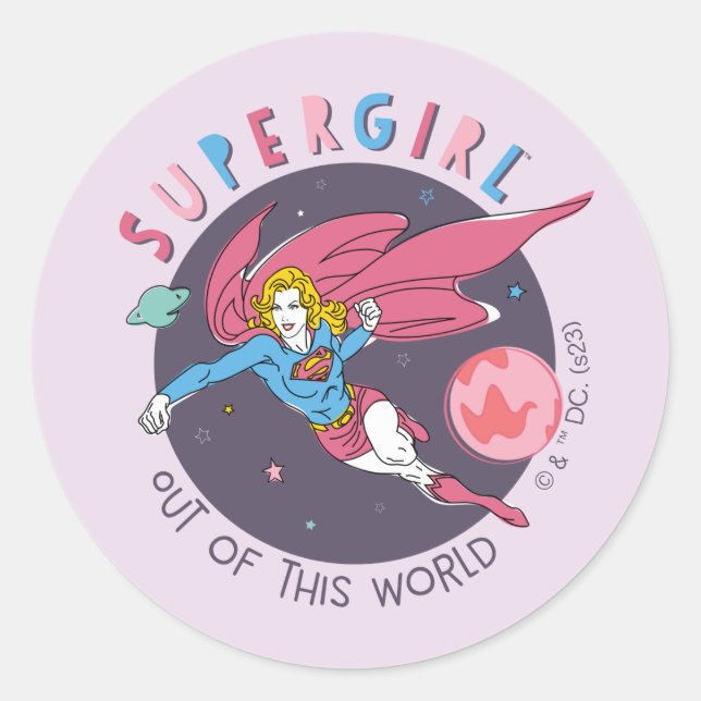 Supergirl Flying Up Illustration Runder Aufkleber (Vorderseite)