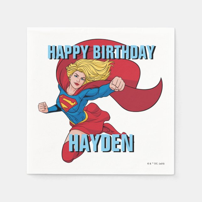 Supergirl Flying Up Illustration Serviette (Vorderseite)