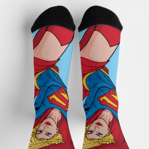 Supergirl Flying Up Illustration Socken
