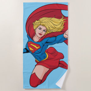 Supergirl Flying Up Illustration Strandtuch