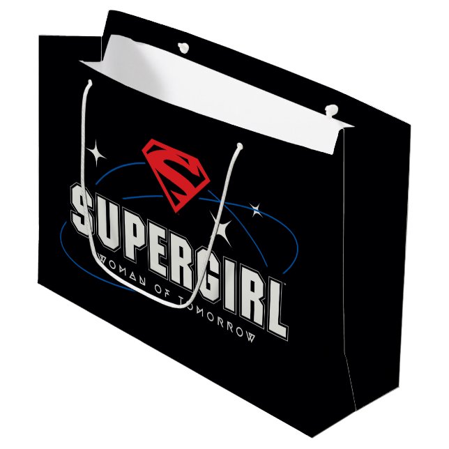 Supergirl Frau von morgen Große Geschenktüte (Vorderseite Schrägansicht)