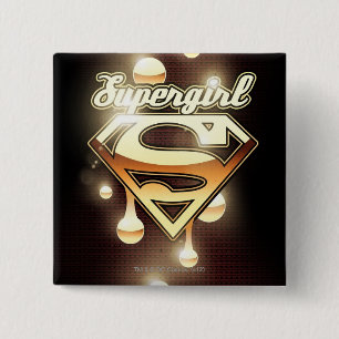 Supergirl Gold Tropfen Button