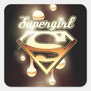 Supergirl Gold Tropfen Quadratischer Aufkleber