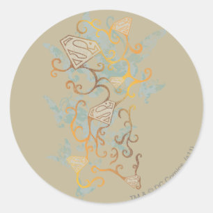 Supergirl Gold und Brown Runder Aufkleber