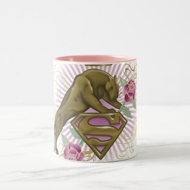 Supergirl Golden Cat 4 Zweifarbige Tasse (Mittel)