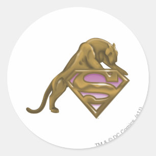 Supergirl Golden Cat Runder Aufkleber