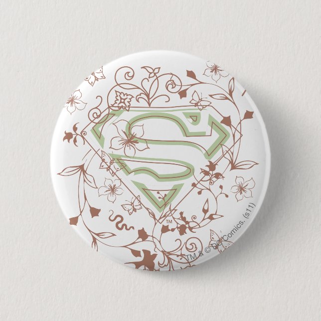 Supergirl Green Floral Logo Button (Vorderseite)
