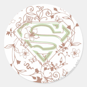 Supergirl Green Floral Logo Runder Aufkleber