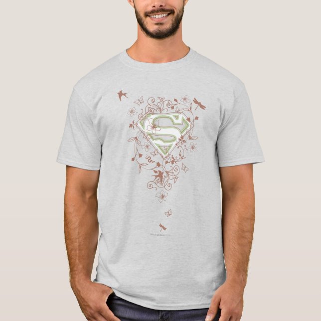 Supergirl Green Floral Logo T-Shirt (Vorderseite)