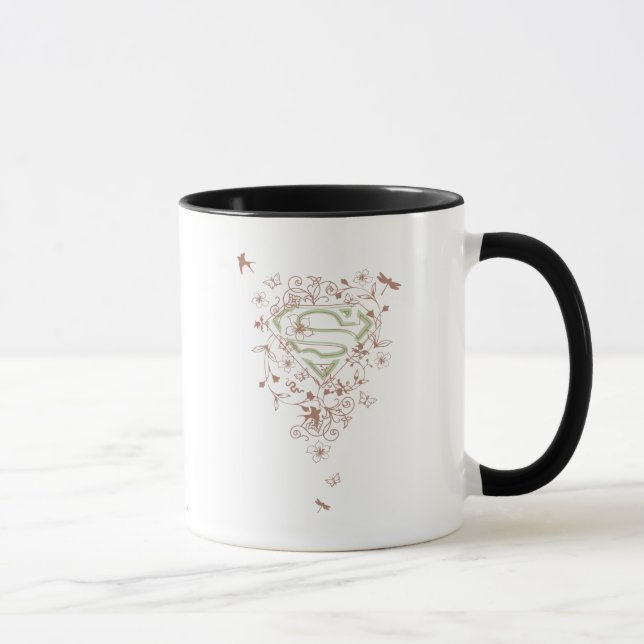 Supergirl Green Floral Logo Tasse (Rechts)