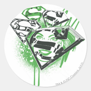 Supergirl Green Spills Runder Aufkleber
