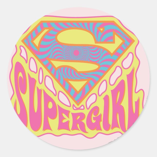 Supergirl Groovy Logo Runder Aufkleber (Vorderseite)