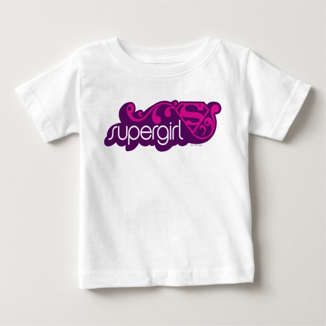 Supergirl Groovy Name und S-Shield Baby T-shirt (Vorderseite)
