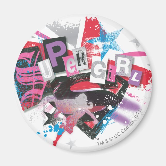 Supergirl Grunge Design Magnet (Vorne)
