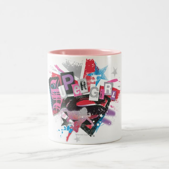 Supergirl Grunge Design Zweifarbige Tasse (Mittel)