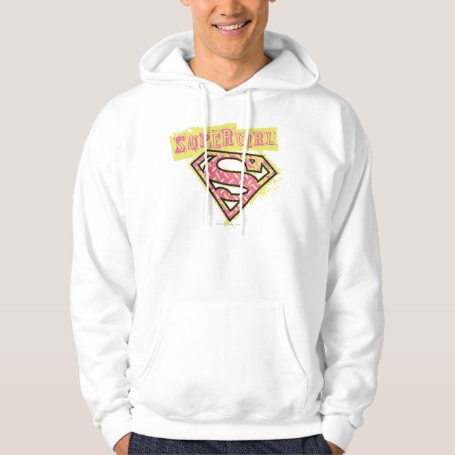 Supergirl Grunge Logo Pink Hoodie (Vorderseite)